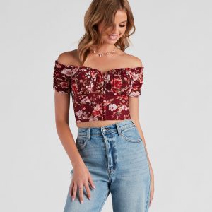 Fall Florals Mesh Crop Bustier
