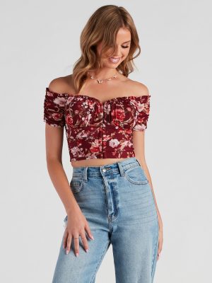 Fall Florals Mesh Crop Bustier