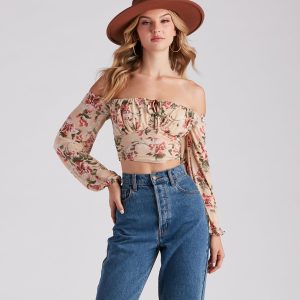 Flawless Floral Mesh Tie Crop Top
