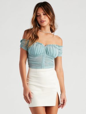 Glowing In Glitter Mesh Bustier