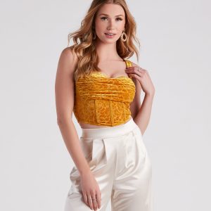 Luxe Trendsetter Velvet Burnout Corset Top