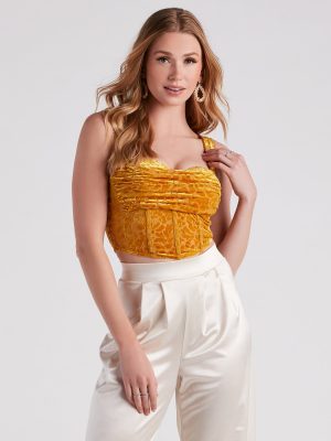 Luxe Trendsetter Velvet Burnout Corset Top