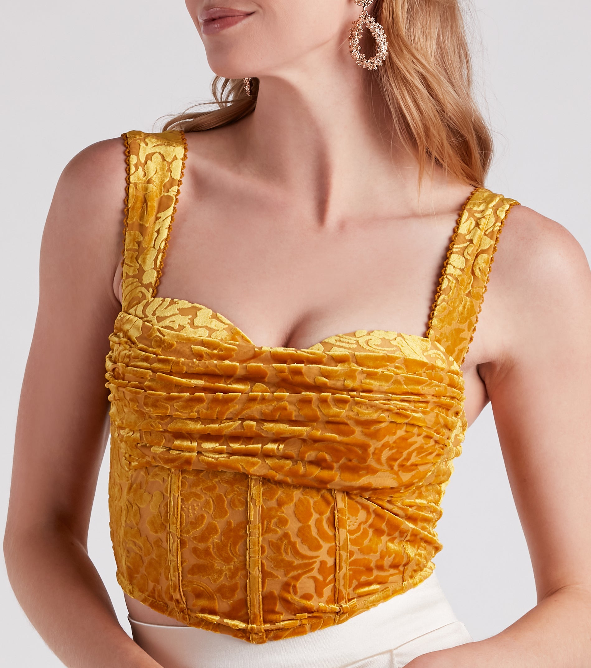 Luxe Trendsetter Velvet Burnout Corset Top - Image 4