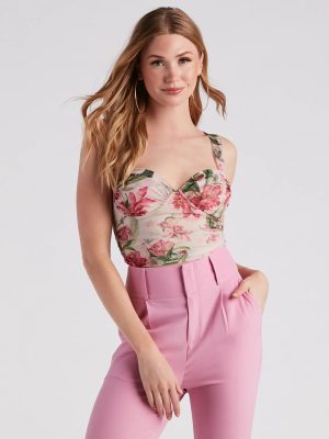 Spring Beauty Floral Mesh Bustier