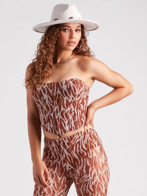 Quick Instinct Zebra Print Mesh Bustier