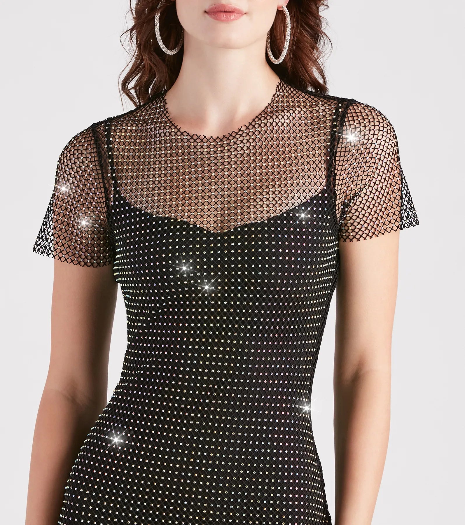 Fierce Summer Vibes Rhinestone Fishnet Mini Dress - Image 4