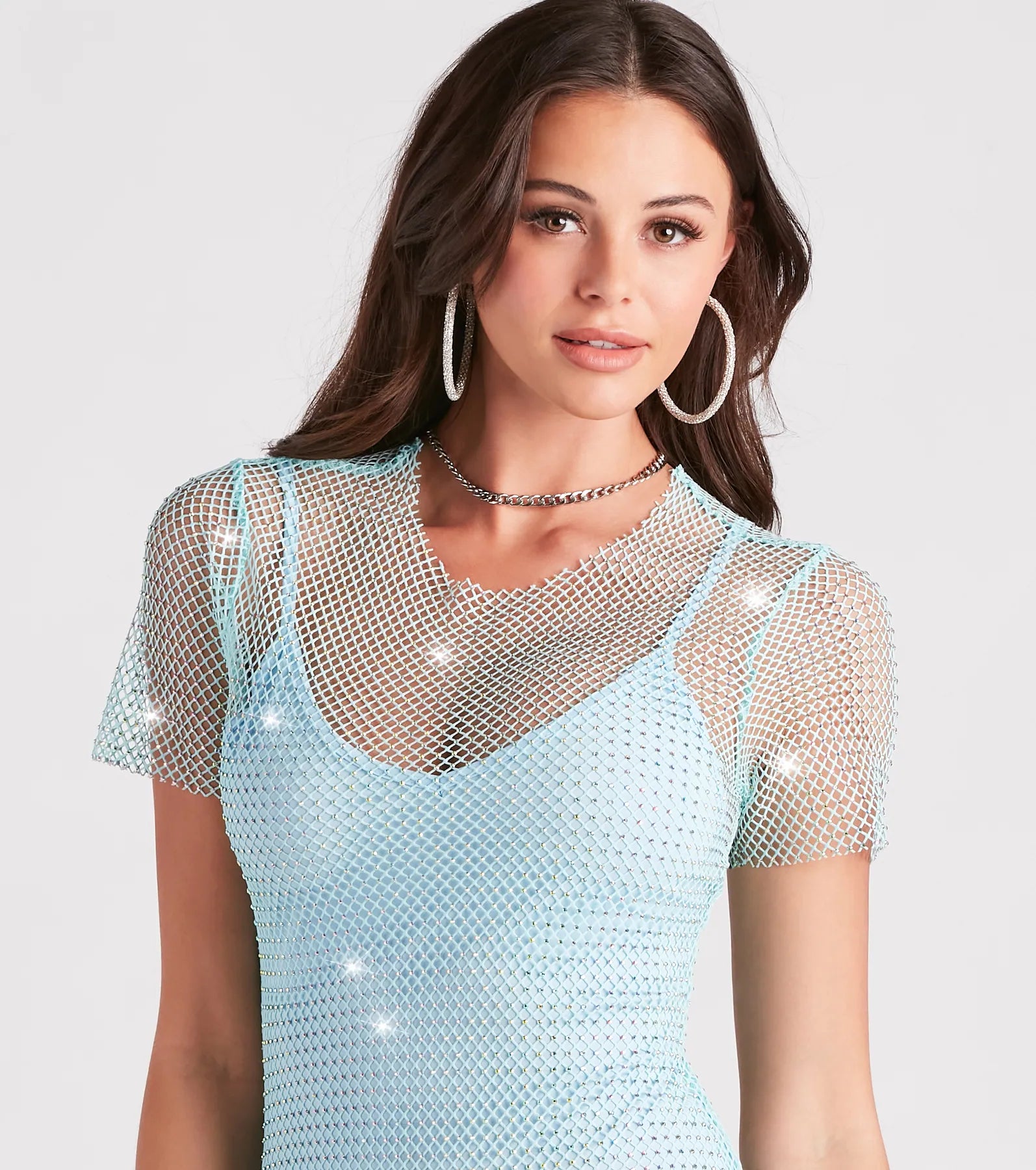 Fierce Summer Vibes Rhinestone Fishnet Mini Dress - Image 10