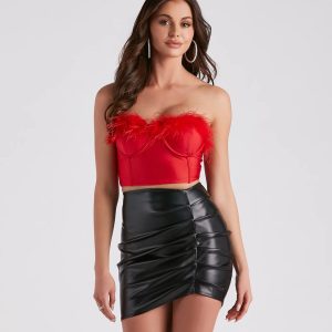 Marabou Cutie Strapless Corset Top