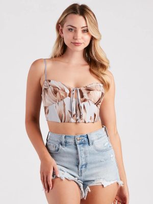 So Beachy Tropical Print Cropped Bustier