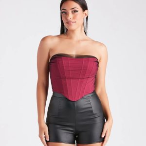 Having A Moment Ponte Tulle Corset Top