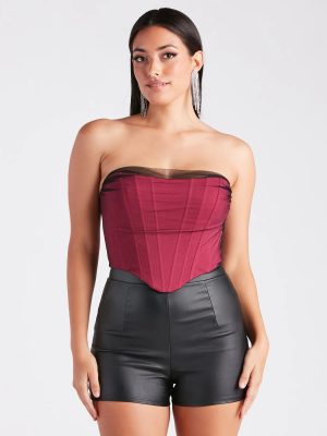 Having A Moment Ponte Tulle Corset Top