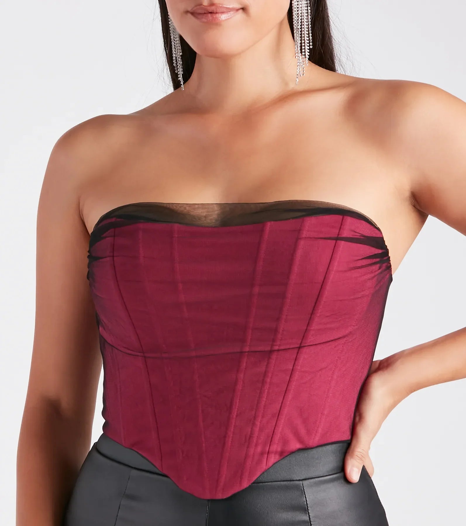 Having A Moment Ponte Tulle Corset Top - Image 4