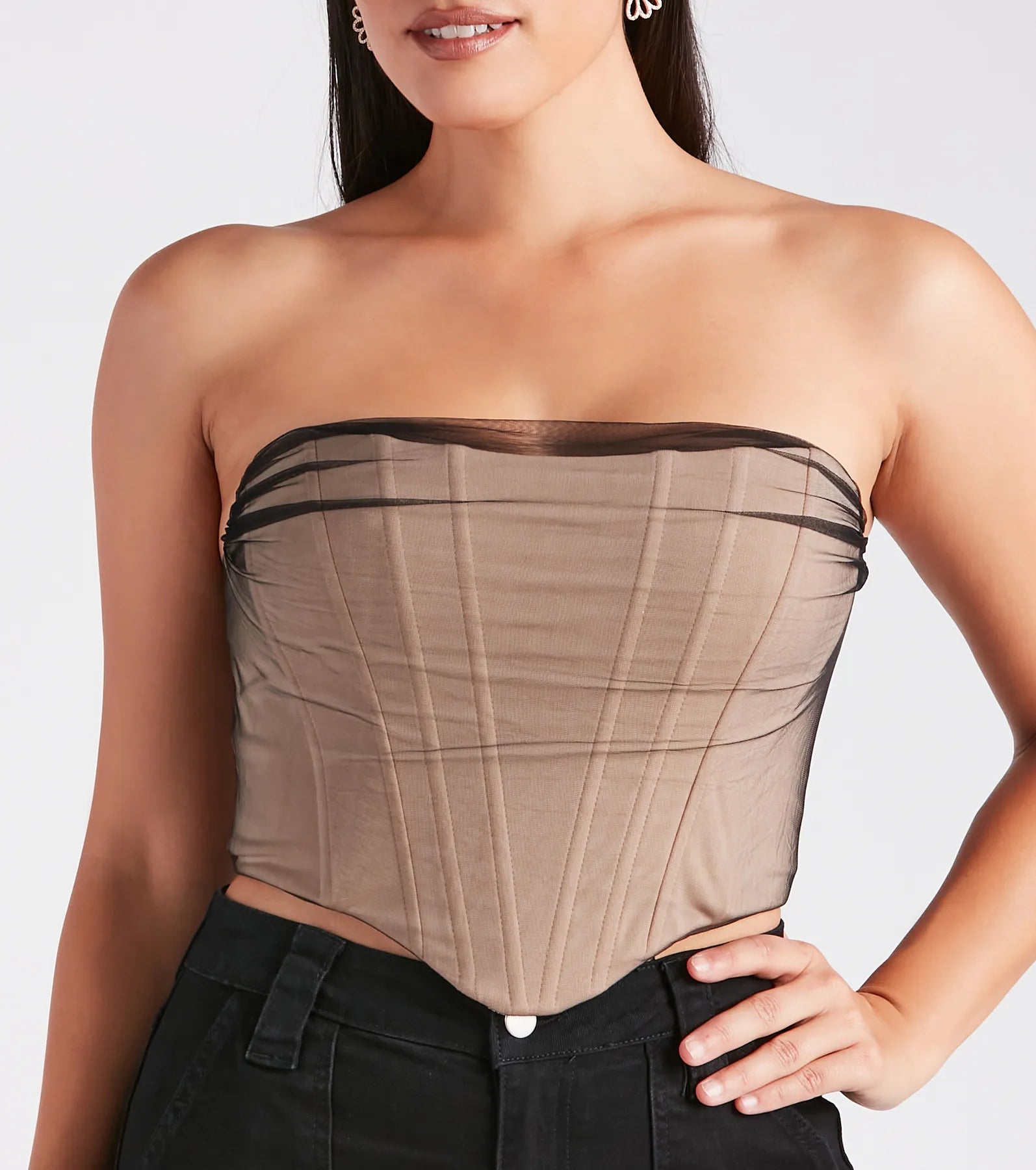 Having A Moment Ponte Tulle Corset Top - Image 8