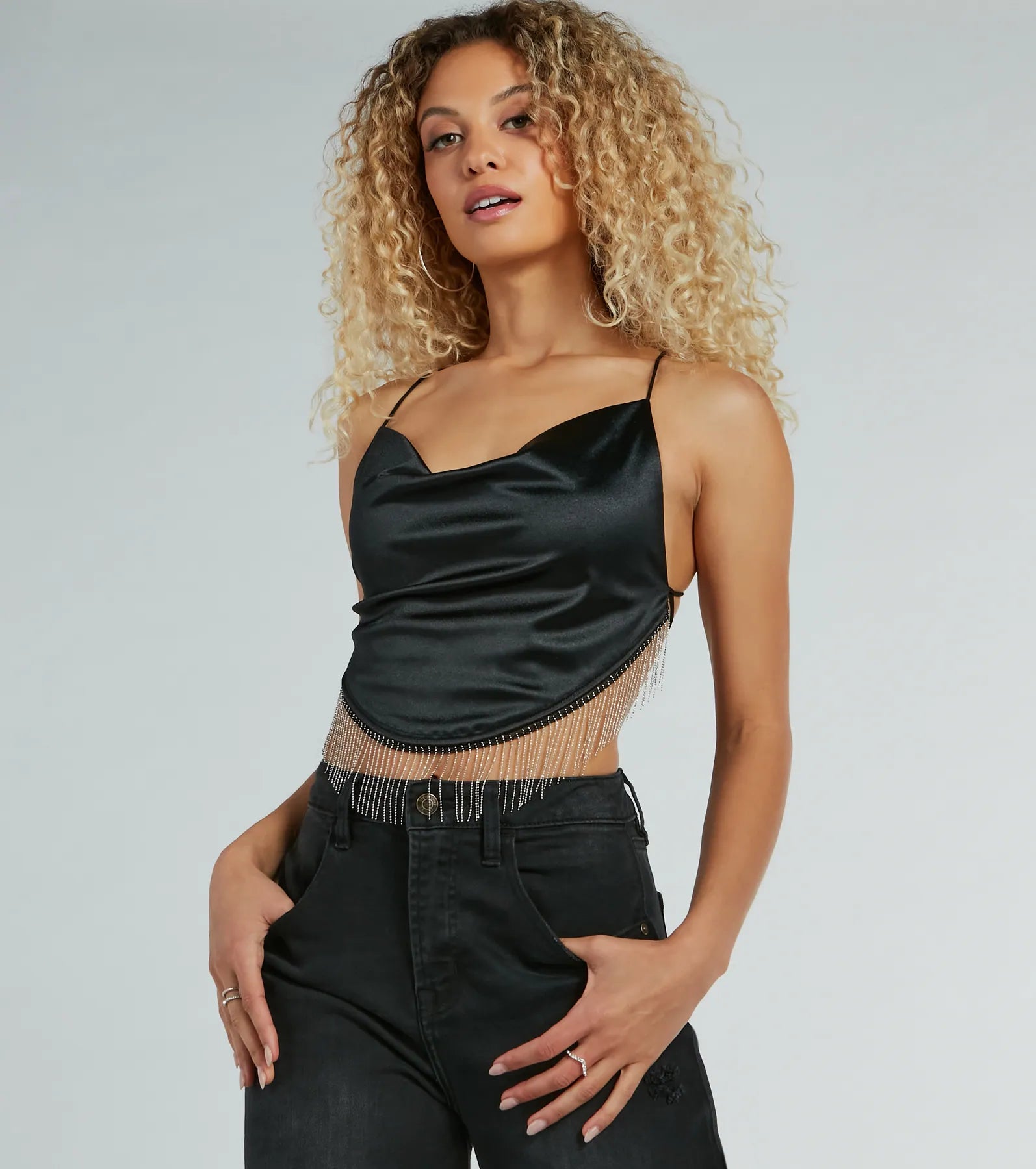 Flawless Allure Fringe Hem Open Back Crop Top - Image 9