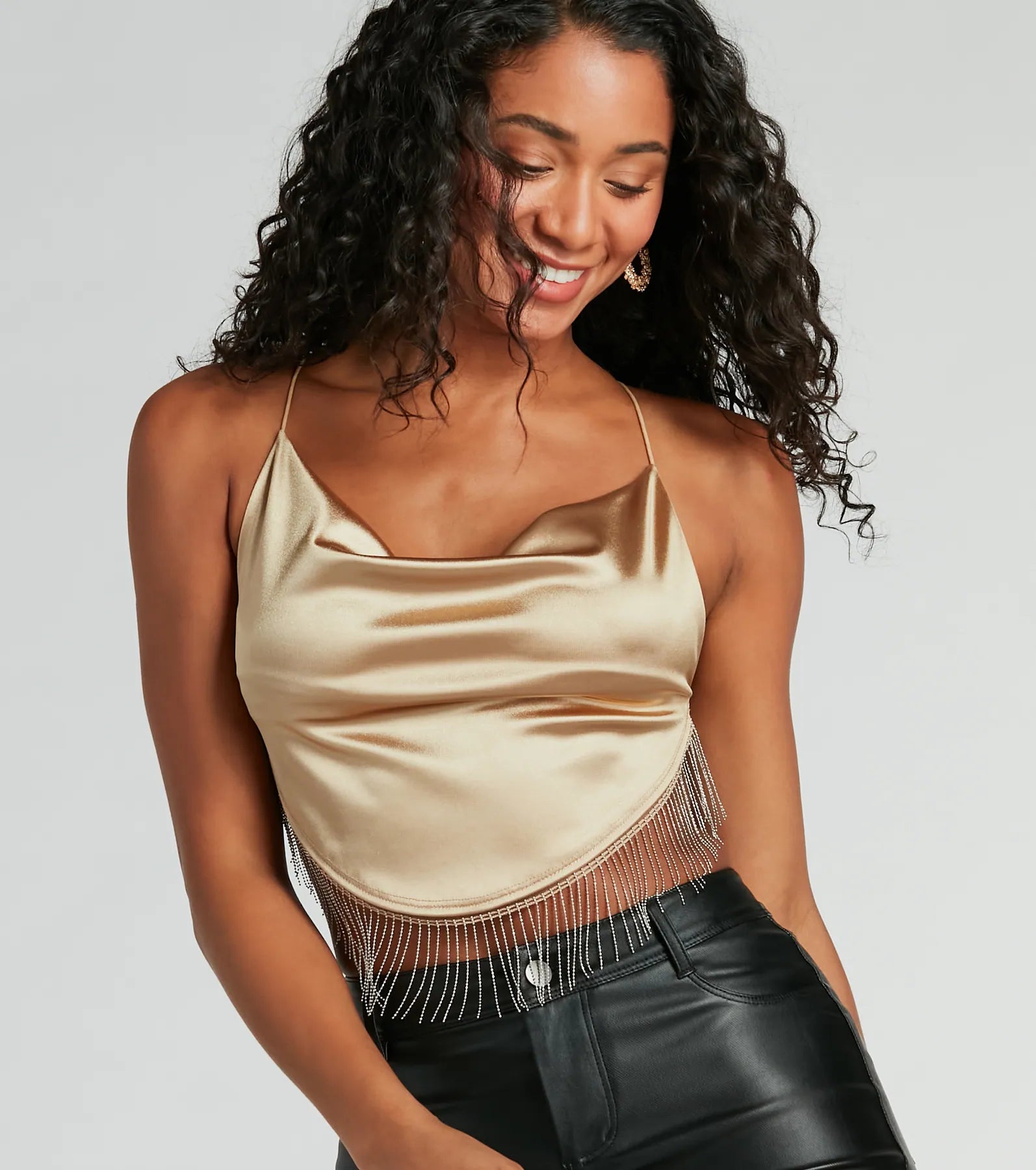 Flawless Allure Fringe Hem Open Back Crop Top - Image 5