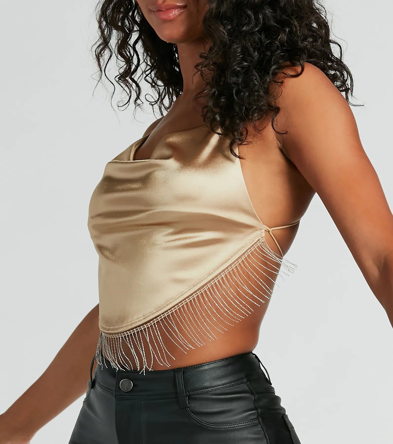 Flawless Allure Fringe Hem Open Back Crop Top - Image 7