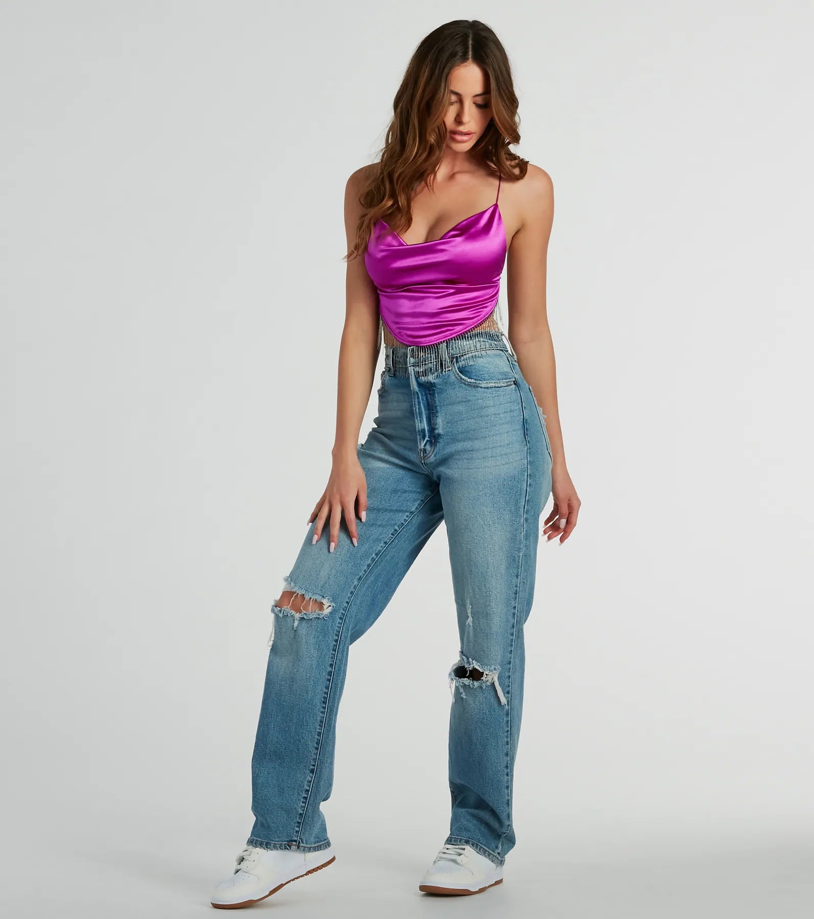 Flawless Allure Fringe Hem Open Back Crop Top - Image 2