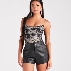 Sultry Romance Sheer Lace Corset Bodysuit