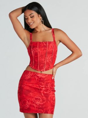 Romantic Ways Rose Lace-Up Mesh Bustier