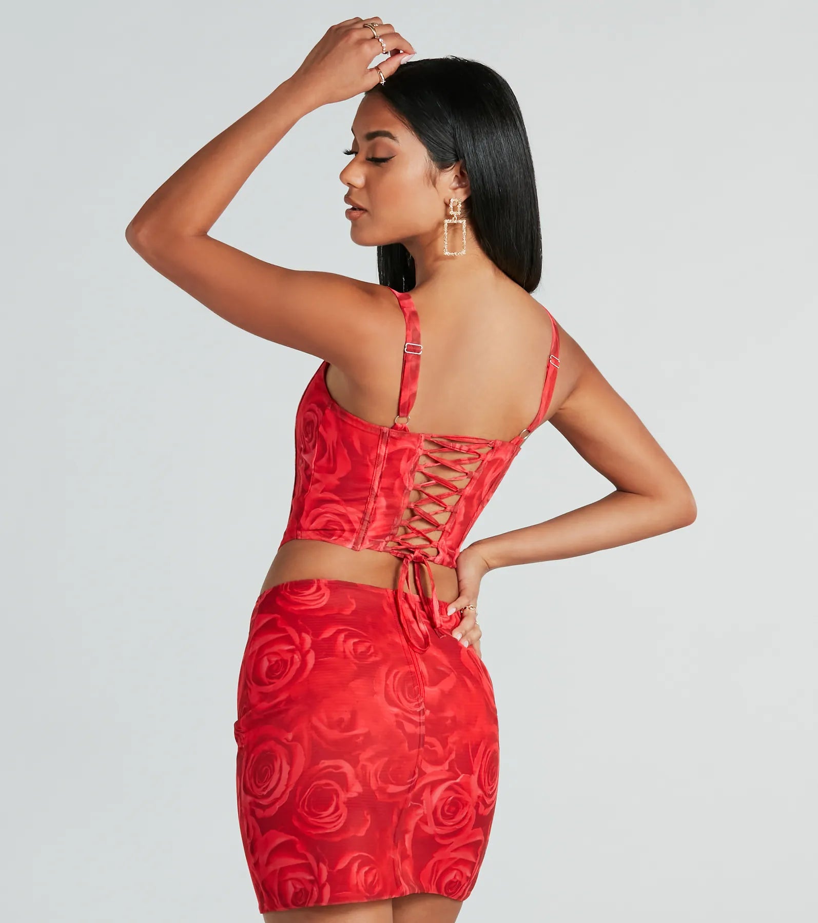 Romantic Ways Rose Lace-Up Mesh Bustier - Image 2