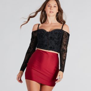 Send My Love Velvet Off-The-Shoulder Bustier