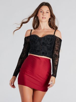 Send My Love Velvet Off-The-Shoulder Bustier