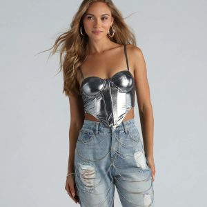 Future So Bright Metallic Crop Bustier