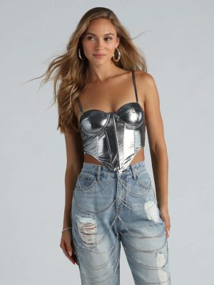 Future So Bright Metallic Crop Bustier
