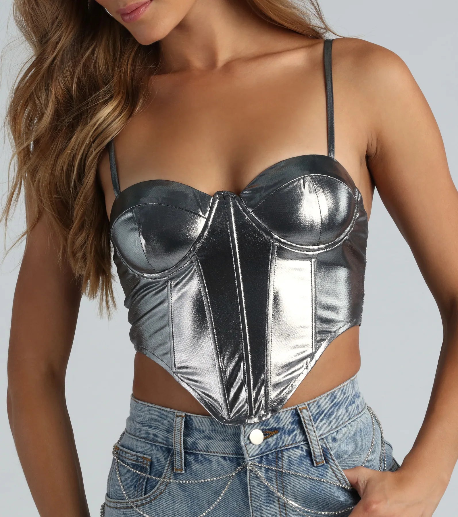 Future So Bright Metallic Crop Bustier - Image 3