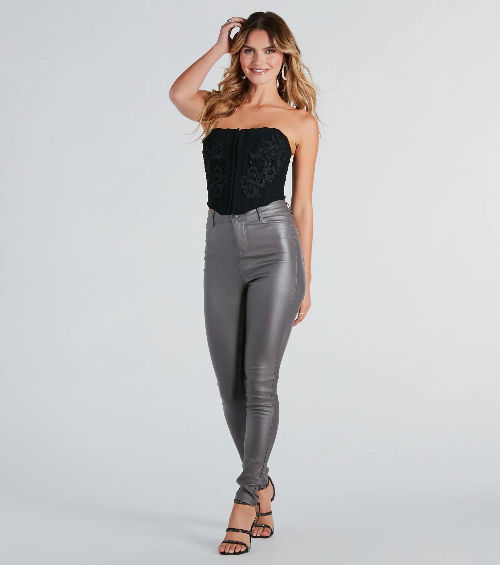 Love Moment Floral Applique Corset Top - Image 4