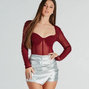 The Prettiest Faux Pearl Corset Bodysuit