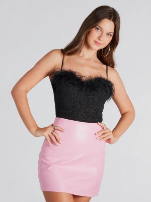 Most Glamorous Glitter Marabou Bodysuit