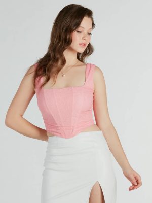 Flirty Vibes Ruched Lace Corset Top