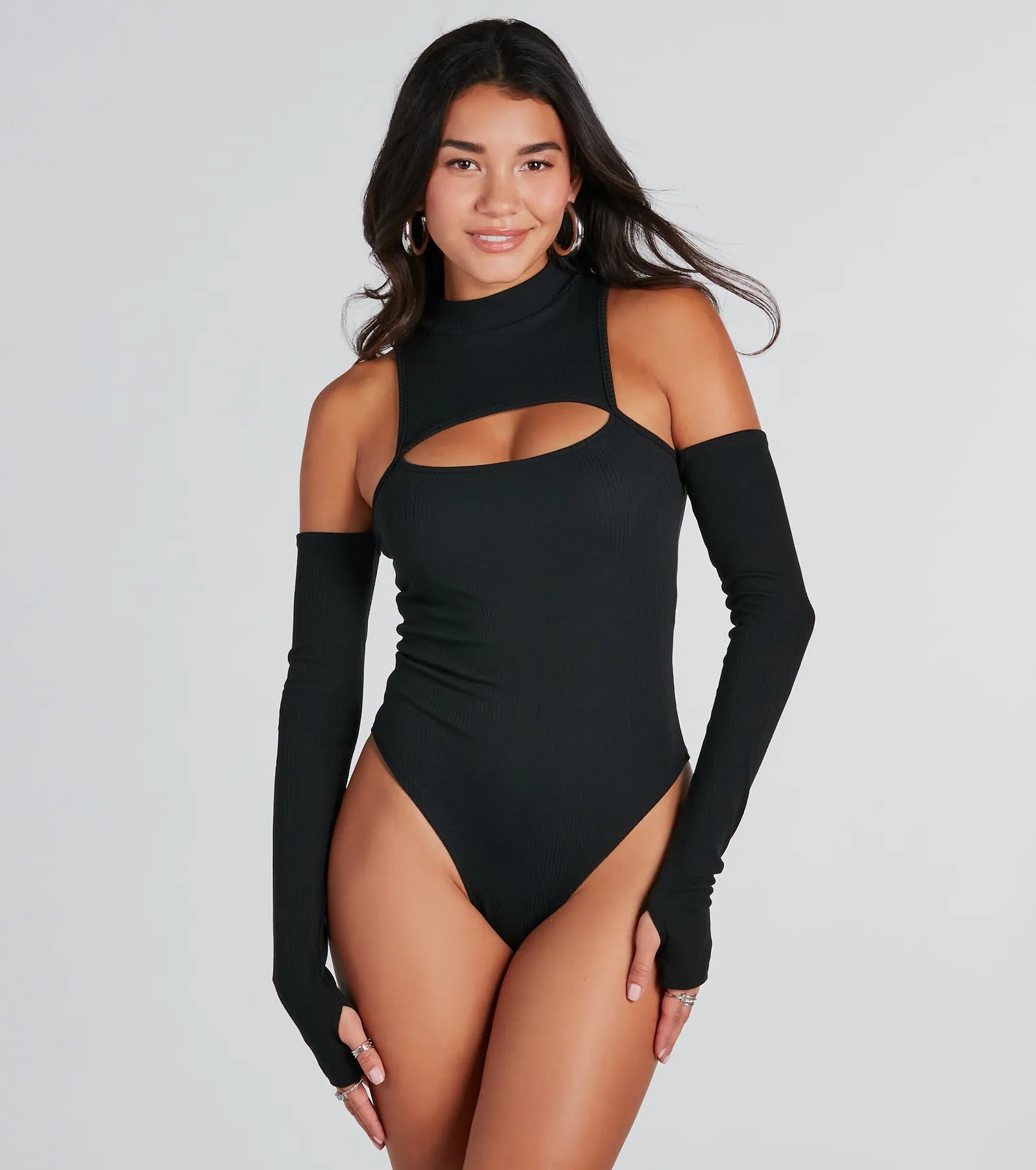 Catch Glances Mock Neck Cold-Shoulder Bodysuit - Image 5