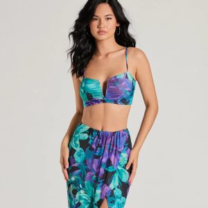 Tropical Vacay Spaghetti Strap Tie-Back Crop Top