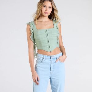 Such A Cutie Ruffled Strap Corset Top