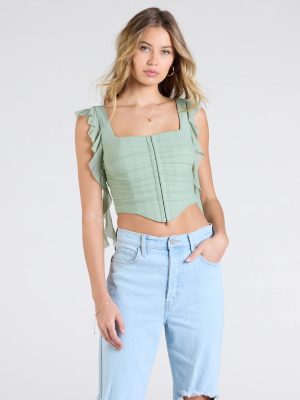 Such A Cutie Ruffled Strap Corset Top