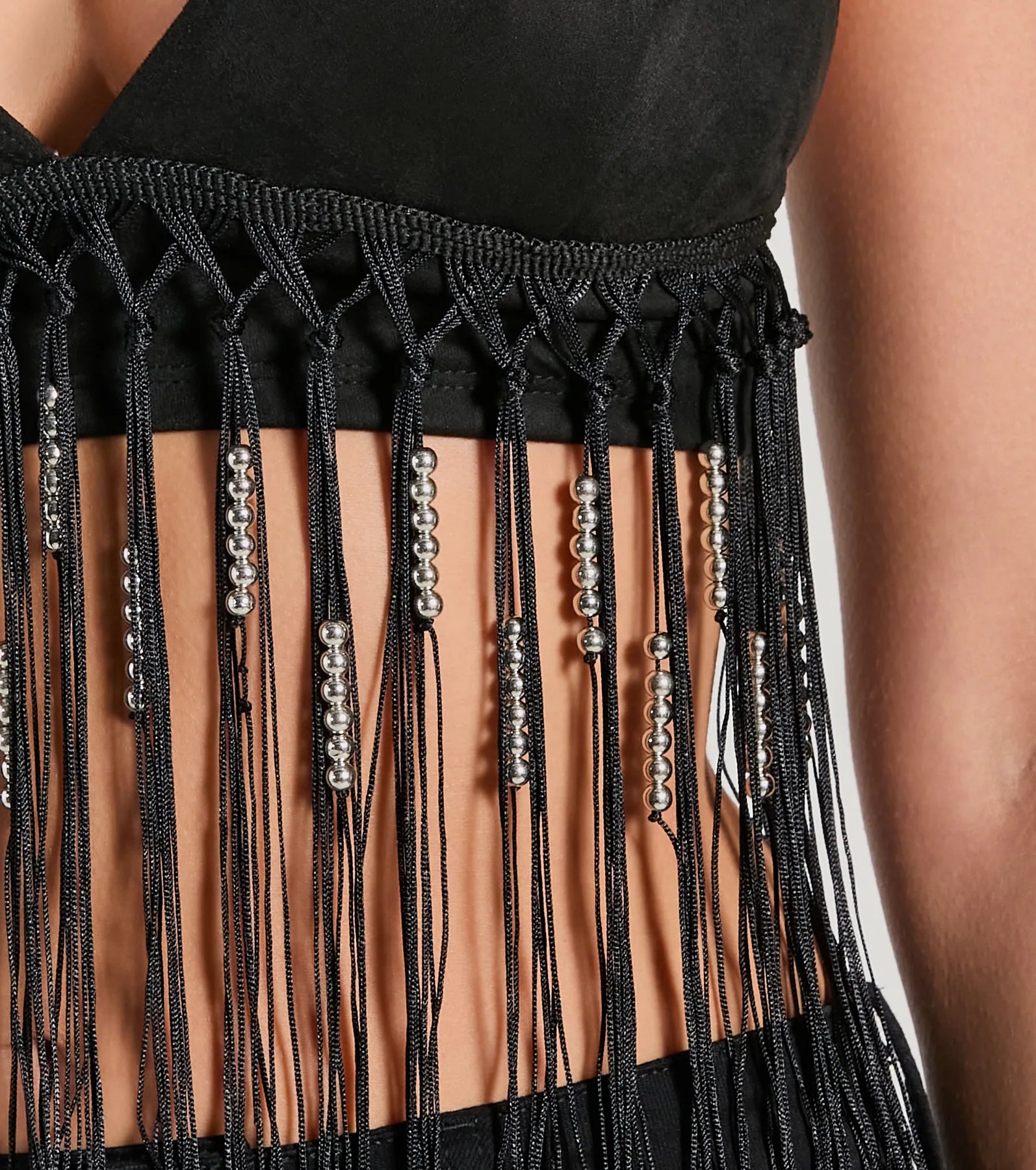 Fringed Out Triangle Fringe Beaded Crop Top - Image 8