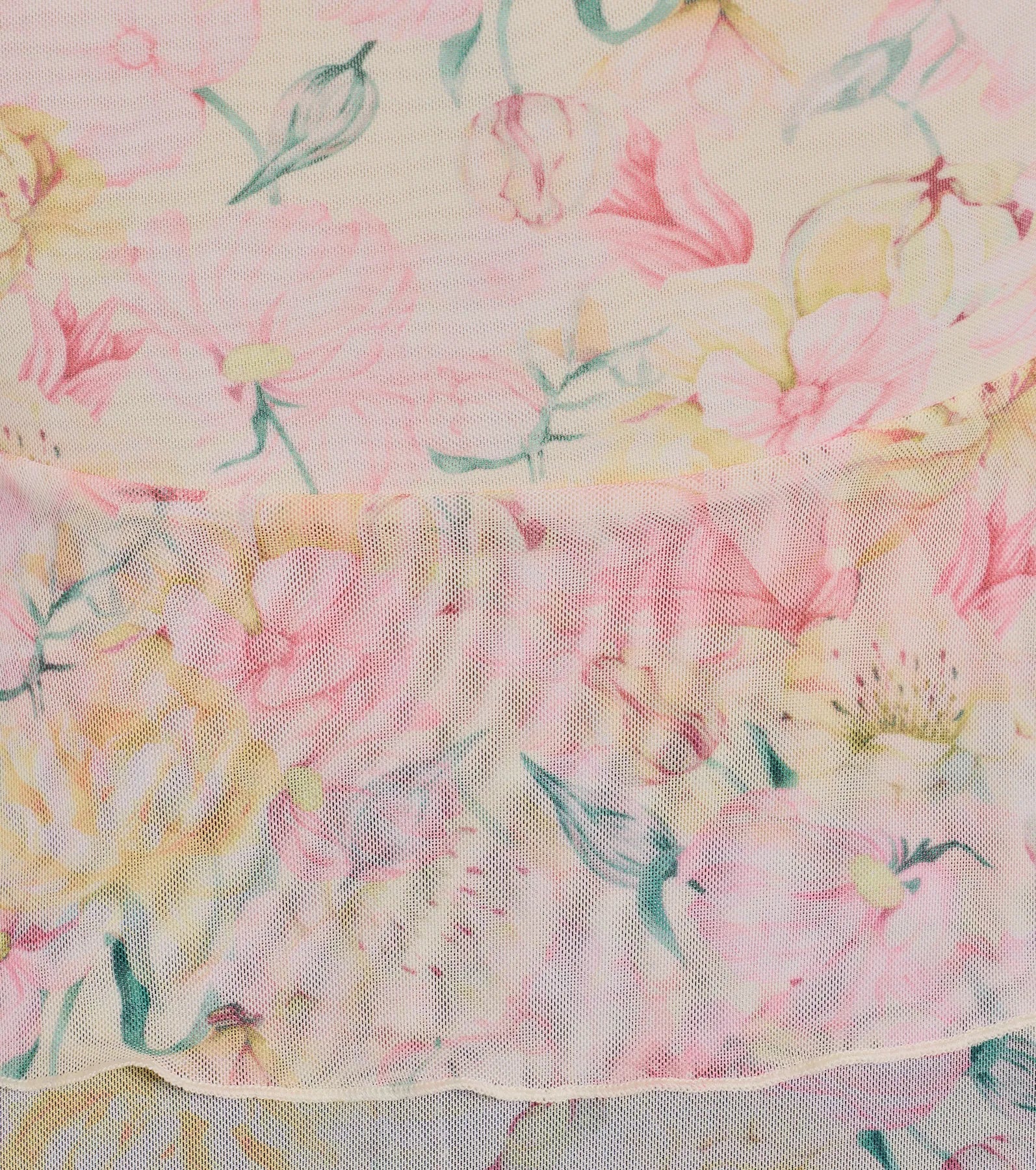 Flirty Ruffled Floral Mesh Lace Trim Top - Image 4