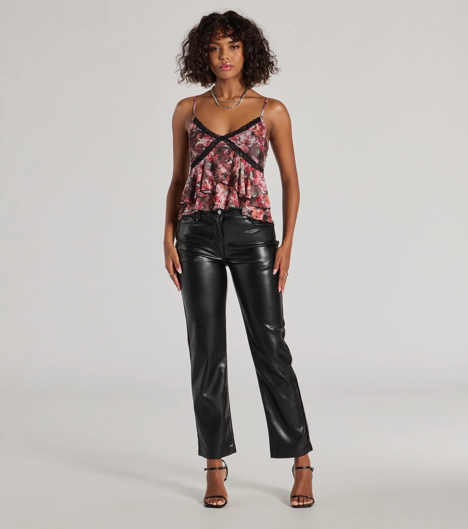 So Sweet Abstract Floral Sleeveless Mesh Top - Image 3