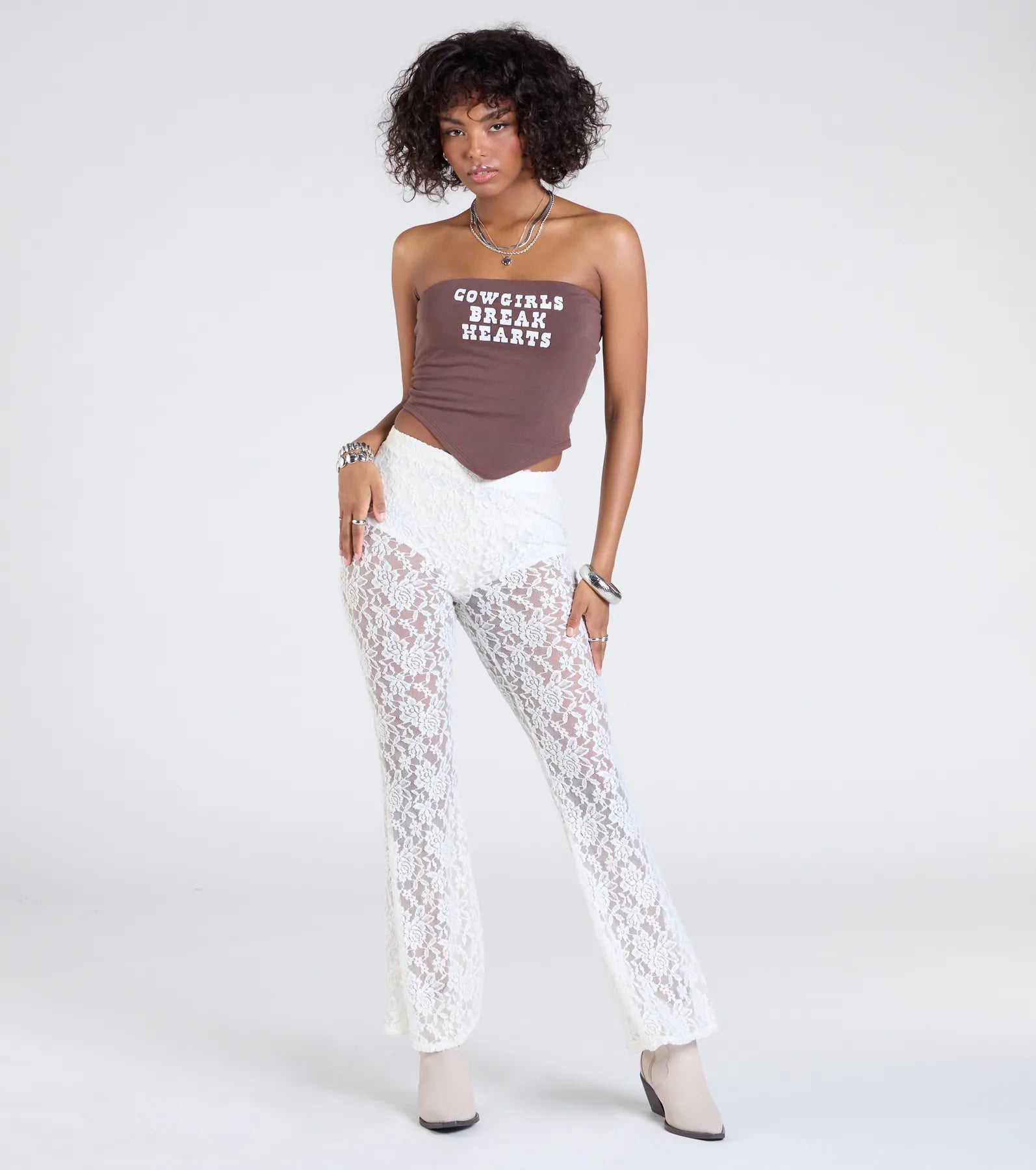 Cowgirls Break Hearts Graphic Crop Top - Image 4
