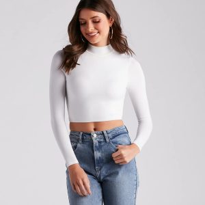 Hit The Basics Mock Neck Crop Top