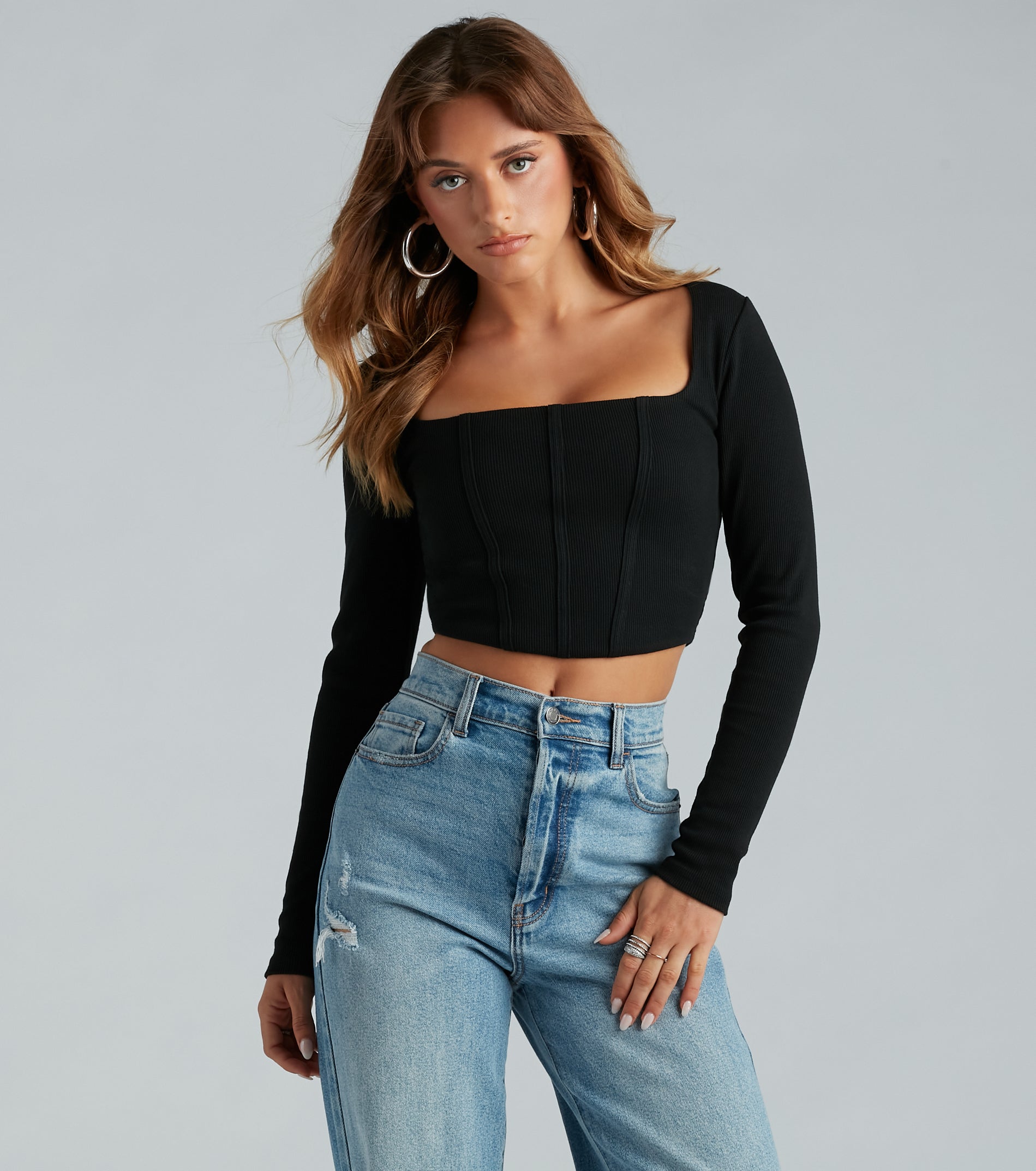Keep It Tight Rib Knit Corset Crop Top - Image 5
