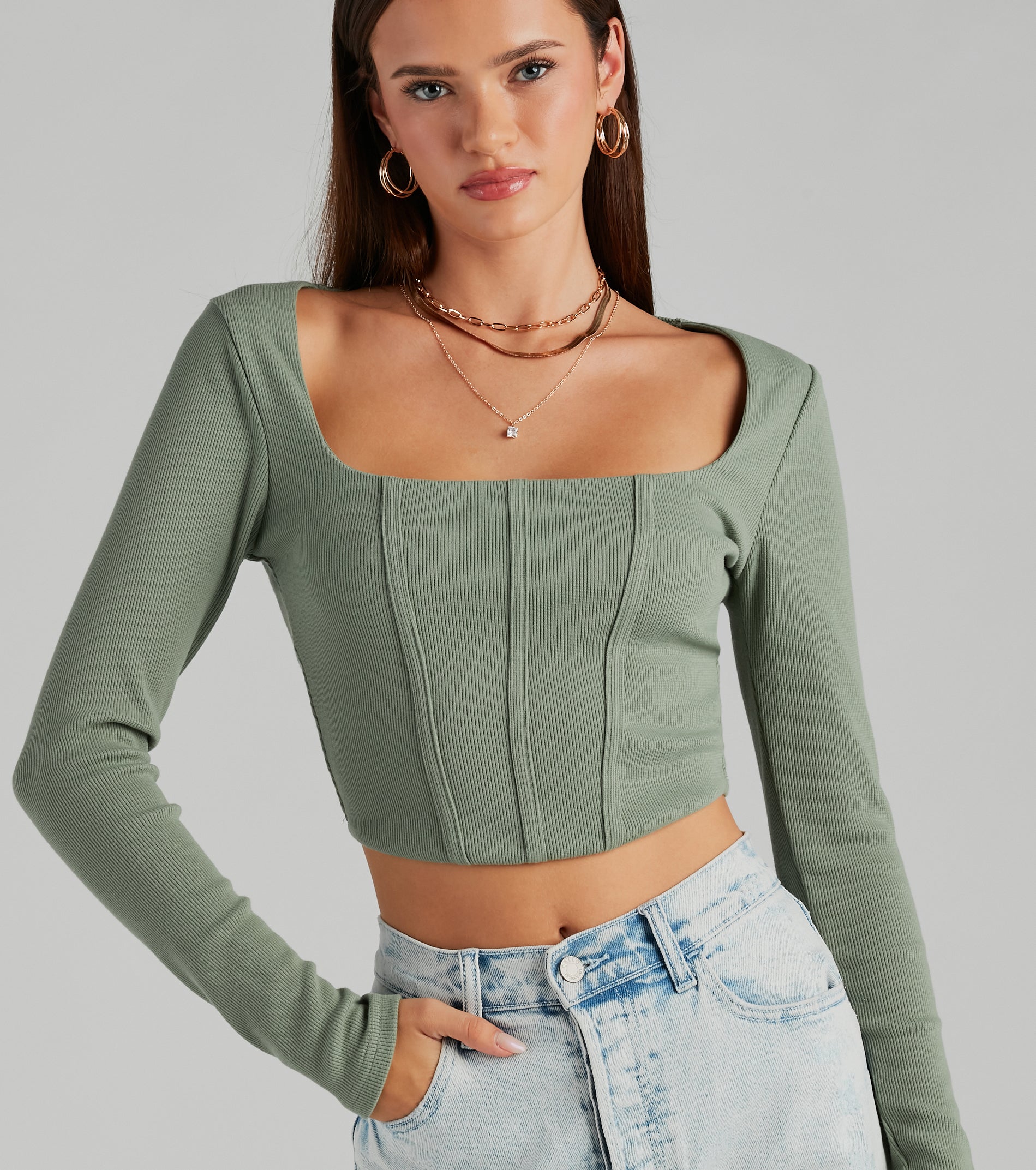Keep It Tight Rib Knit Corset Crop Top - Image 12