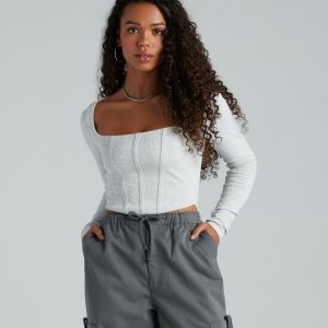 Keep It Tight Rib Knit Corset Crop Top