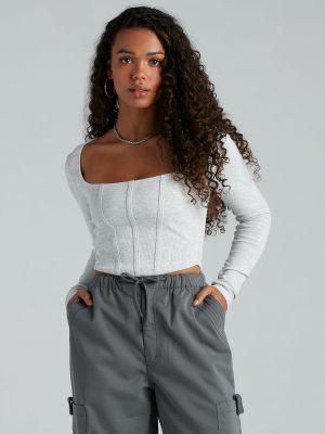 Keep It Tight Rib Knit Corset Crop Top