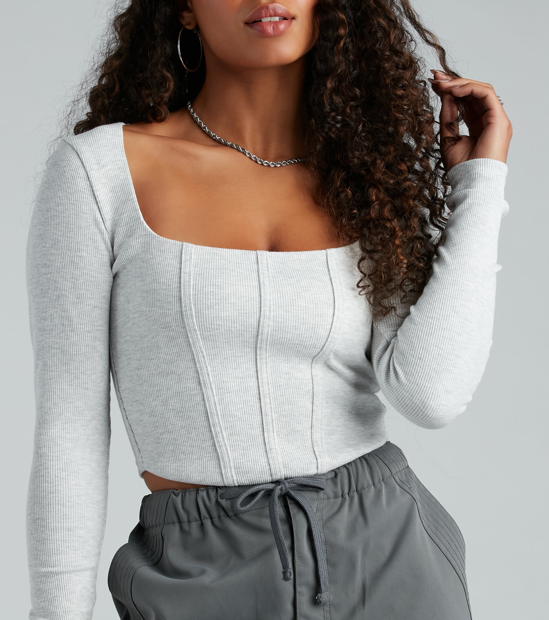 Keep It Tight Rib Knit Corset Crop Top - Image 3