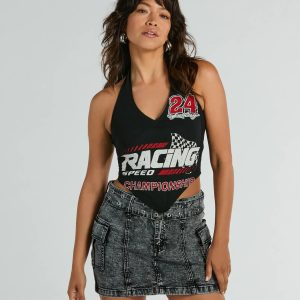 Championship Racing Halter Graphic Crop Top