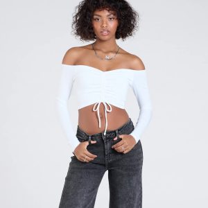 Sultry Perception Off-The-Shoulder Crop Top
