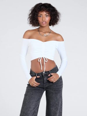 Sultry Perception Off-The-Shoulder Crop Top